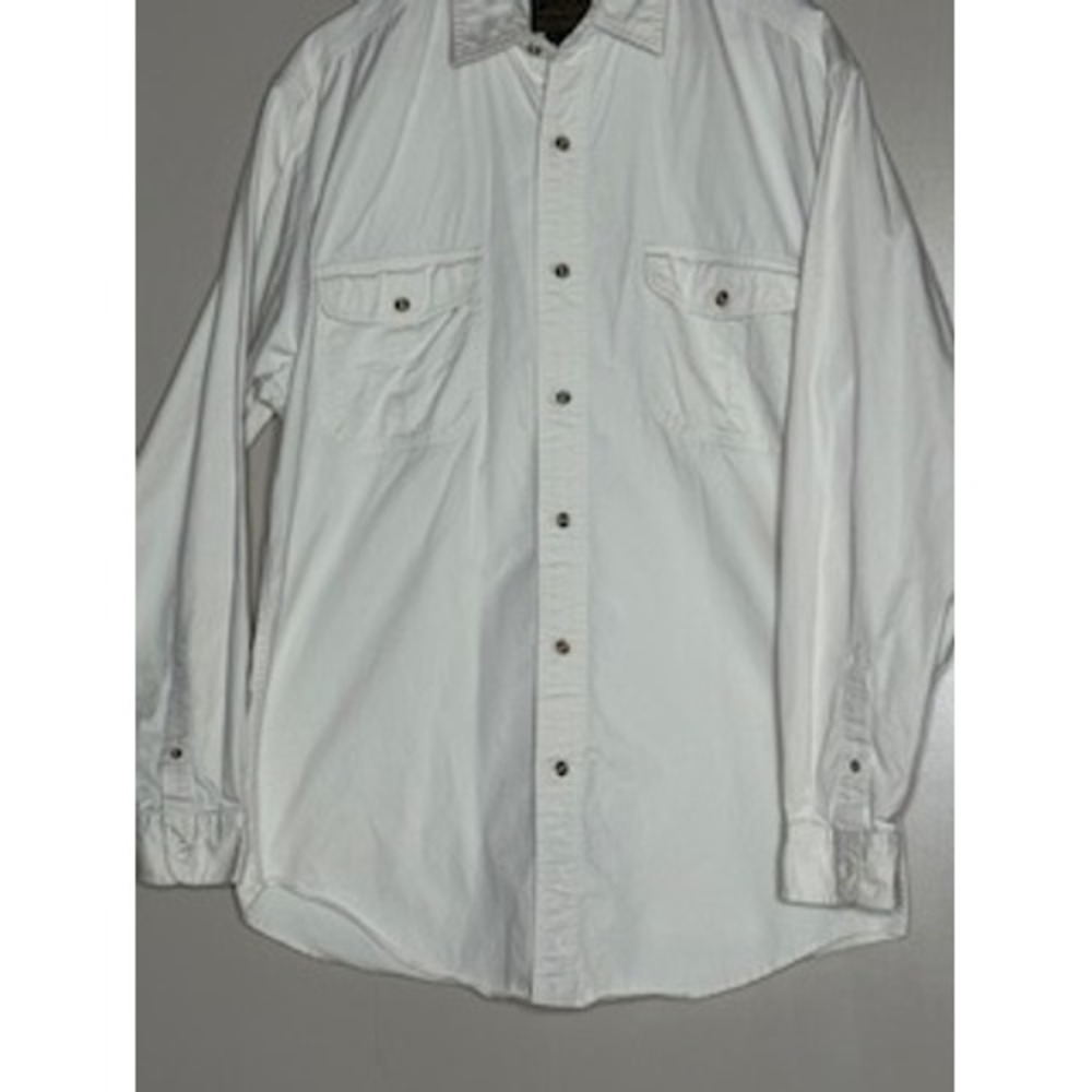 Eddie Bauer Mens Rufton Twill Shirt White Long Sleeve Button Down Size M Tall - Picture 3 of 5